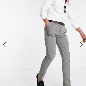 NEW - ASOS DESIGN super skinny smart pants in gray dog tooth